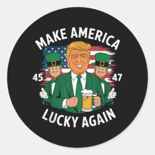 Make America Lucky Again St Patricks Day Trump Gno Classic Round Sticker