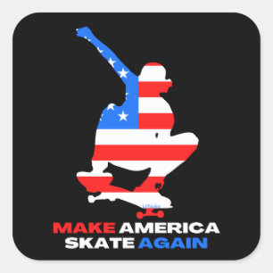 MAKE AMERICA SKATE AGAIN ollie grab edition        Square Sticker