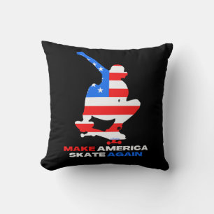 MAKE AMERICA SKATE AGAIN ollie grab edition Throw Pillow