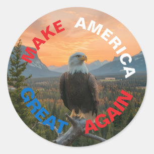 MAKE AMERICAN GREAT AGAIN EAGLE SUNRISE CLASSIC ROUND STICKER