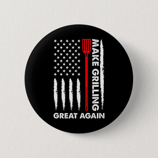 Make Barbecuing Great 4th July Fun Bbq Pitmaster  2 Inch Round Button (Front)
