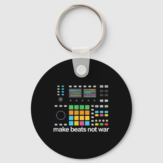 Make Beats Not War Drum Machine Ravers Festival  Keychain (Front)
