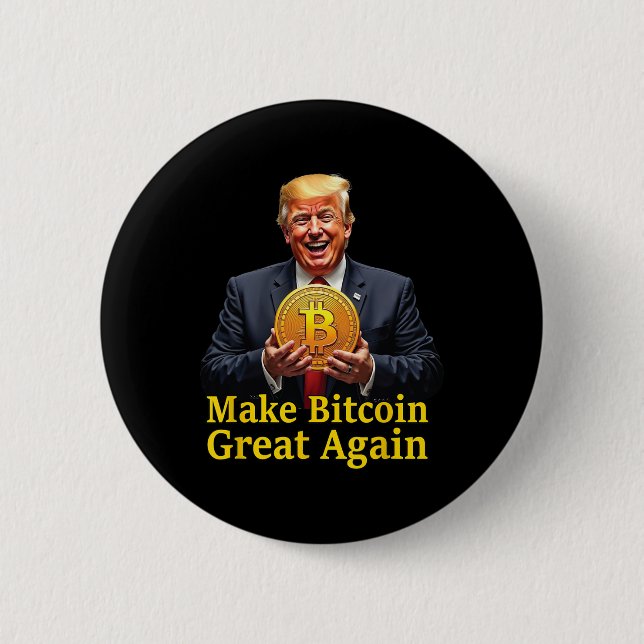 Make Bitcoin Great Again Trump Bitcoin Crypto Futu 2 Inch Round Button (Front)