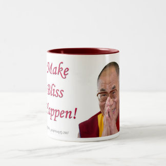 Make Bliss Happen! - Dalai Lama Two-Tone Coffee Mug