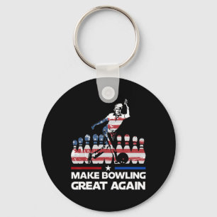 Make Bowling Great Again Funny Trump Us Flag Bowli Keychain