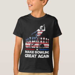 Make Bowling Great Again Funny Trump Us Flag Bowli T-Shirt