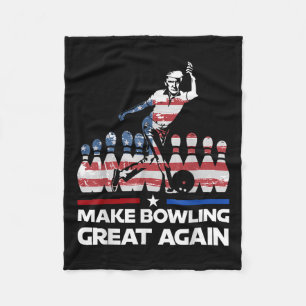 Make Bowling Great Again Funny Trump Us Flag Fleece Blanket