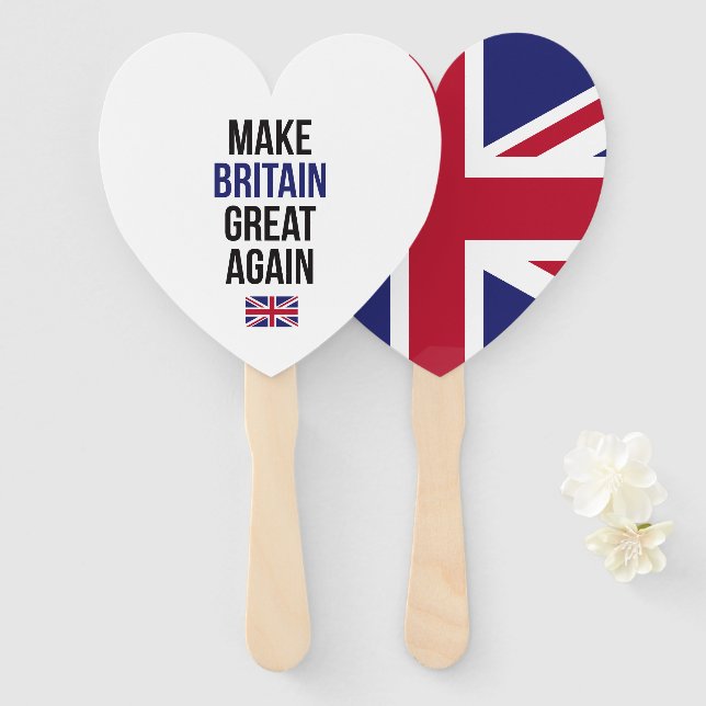 Make Britain Great Again UK First Flag Brexit Hand Fan (Front and Back)