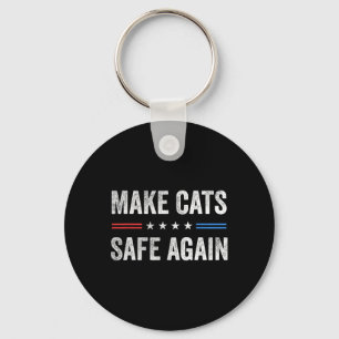Make Cats Safe Again Funny Election 2024 President Keychain
