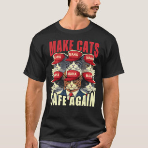 Make Cats Safe Again Red Cat Hat Maha 2024 Debate T-Shirt