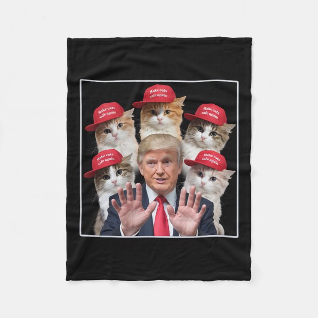Make Cats Safe Again Trump 2024 Red Hat Make Pets  Fleece Blanket (Front)