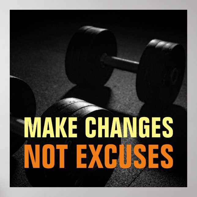 Make Changes Not Excuses Bodybuilding Fitness Poster (Front)