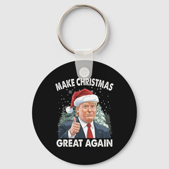 Make Christmas Great Again Funny Donald Trump Xmas Keychain (Front)
