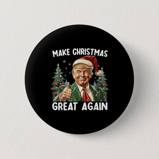 Make Christmas Great Again Funny Santa Trump 2024  2 Inch Round Button (Front)