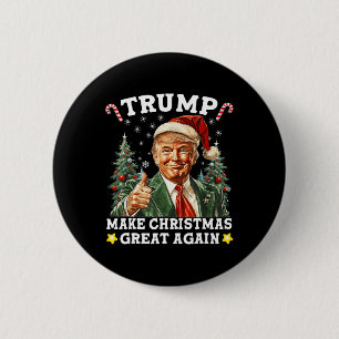 Make Christmas Great Again Funny Santa Trump 2024 2 Inch Round Button
