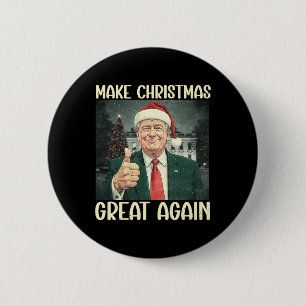 Make Christmas Great Again Funny Santa Trump 2024  2 Inch Round Button