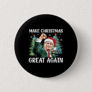 Make Christmas Great Again Funny Santa Trump 2024 2 Inch Round Button