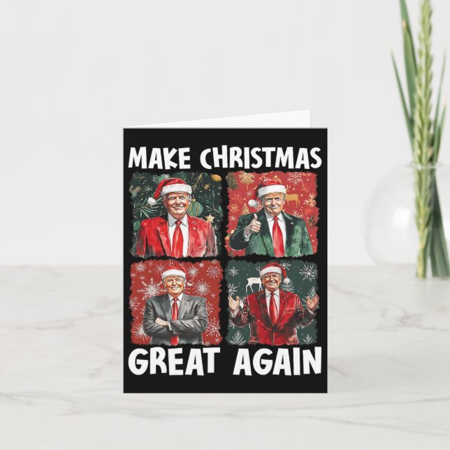Make Christmas Great Again Funny Santa Trump 2024  Card (Front)