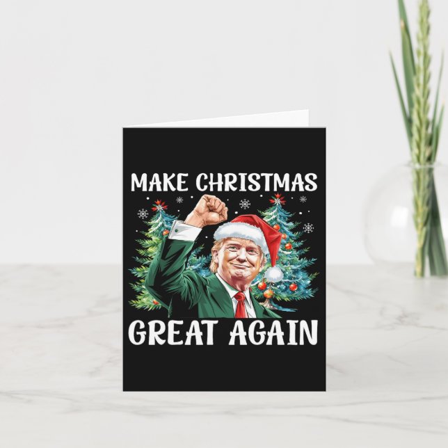 Make Christmas Great Again Funny Santa Trump 2024  Card (Front)
