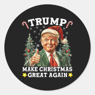 Make Christmas Great Again Funny Santa Trump 2024  Classic Round Sticker
