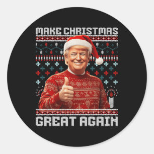 Make Christmas Great Again Funny Santa Trump 2024 Classic Round Sticker