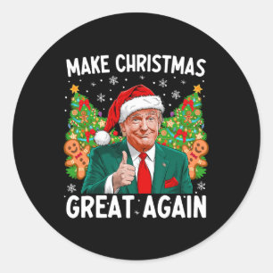 Make Christmas Great Again Funny Santa Trump 2024 Classic Round Sticker