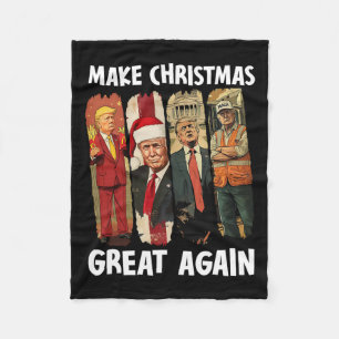Make Christmas Great Again Funny Santa Trump 2024 Fleece Blanket