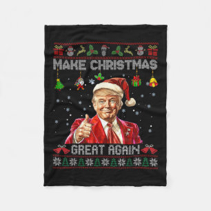 Make Christmas Great Again Funny Santa Trump 2024 Fleece Blanket