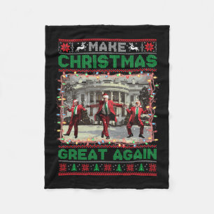 Make Christmas Great Again Funny Santa Trump 2024 Fleece Blanket