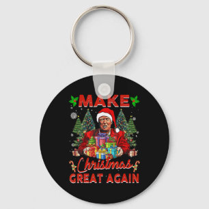 Make Christmas Great Again Funny Santa Trump 2024 Keychain