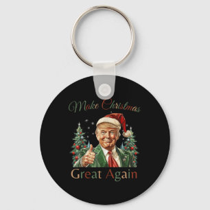 Make Christmas Great Again Funny Santa Trump 2024  Keychain