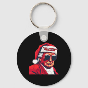Make Christmas Great Again Funny Santa Trump 2024 Keychain