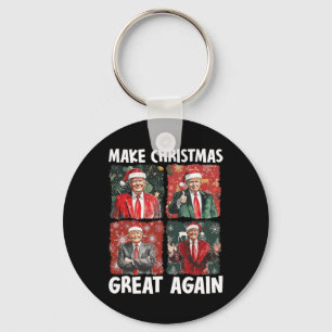Make Christmas Great Again Funny Santa Trump 2024 Keychain