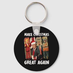 Make Christmas Great Again Funny Santa Trump 2024 Keychain