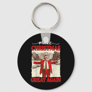Make Christmas Great Again Funny Santa Trump 2024 Keychain
