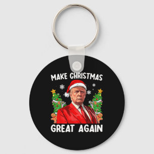 Make Christmas Great Again Funny Santa Trump 2024  Keychain