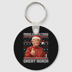 Make Christmas Great Again Funny Santa Trump 2024  Keychain