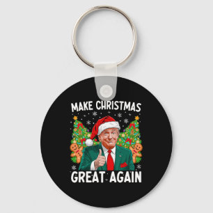 Make Christmas Great Again Funny Santa Trump 2024  Keychain