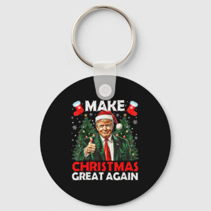 Make Christmas Great Again Funny Santa Trump 2024 Keychain