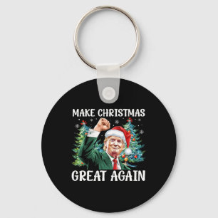 Make Christmas Great Again Funny Santa Trump 2024 Keychain