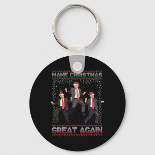 Make Christmas Great Again Funny Santa Trump 2024 Keychain