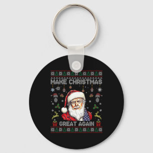 Make Christmas Great Again Funny Santa Trump 2024 Keychain