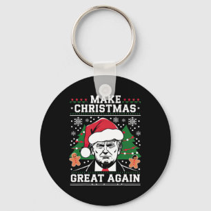 Make Christmas Great Again Funny Santa Trump 2024 Keychain
