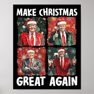 Make Christmas Great Again Funny Santa Trump 2024 Poster