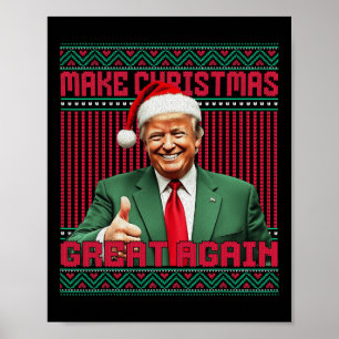 Make Christmas Great Again Funny Santa Trump 2024  Poster