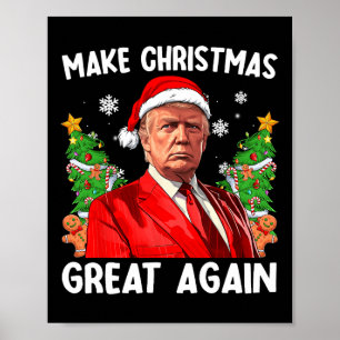 Make Christmas Great Again Funny Santa Trump 2024  Poster