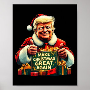 Make Christmas Great Again Funny Santa Trump 2024  Poster