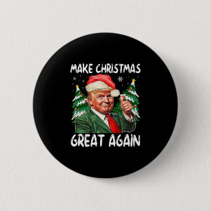 Make Christmas Great Again Funny Santa Trump 2025 2 Inch Round Button