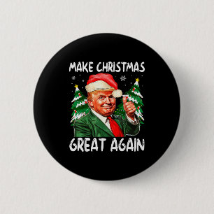 Make Christmas Great Again Funny Santa Trump 2025 2 Inch Round Button