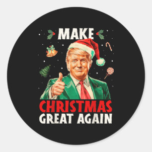 Make Christmas Great Again Funny Santa Trump 2025 Classic Round Sticker